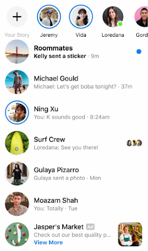 Facebook Messenger ad chat example
