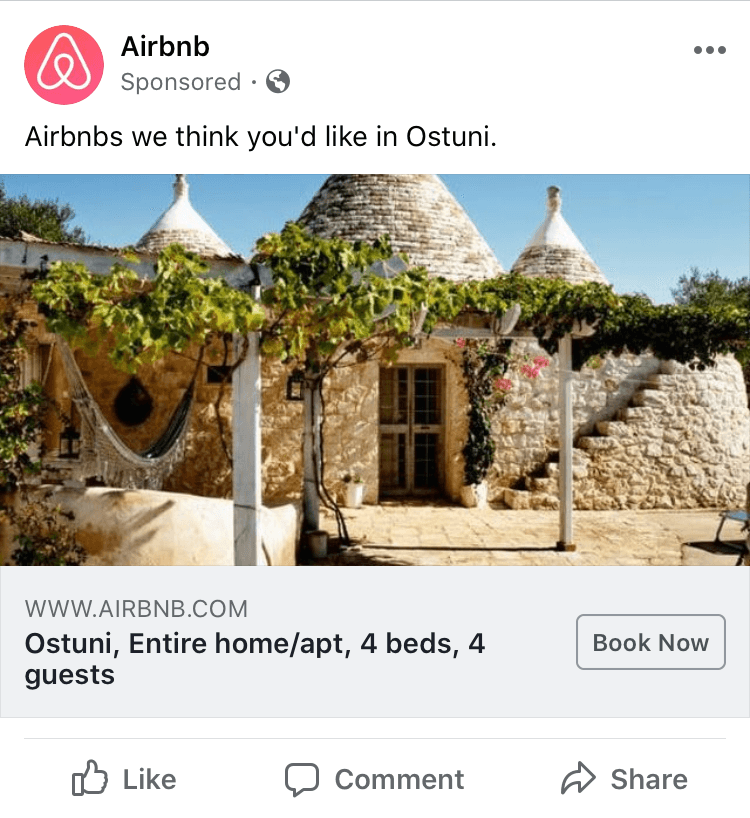 Personalized retargeting ad example from AirBnB.
