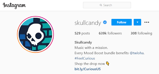 Skullcandy Instagram account example