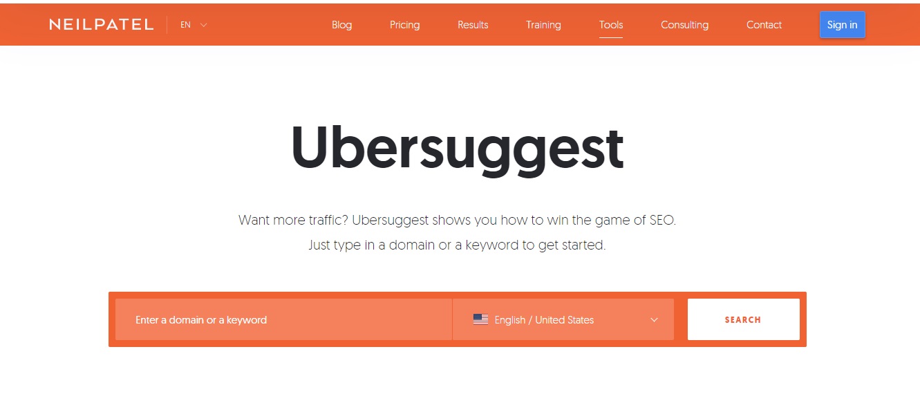 Ubersuggest is a tool founded by Neil Patel to help brands improve their SEO for Google.