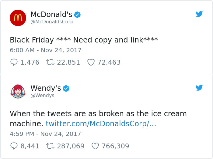 Example of Wendy’s using snark marketing on social media.