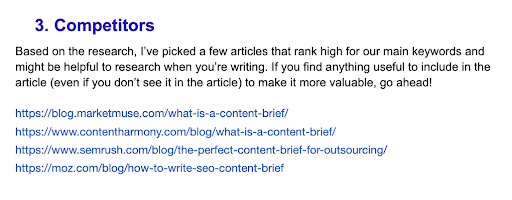SEO Content Brief Competition and keyword intent
