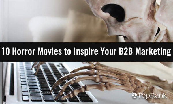 10 creative horror movies to inspire your B2B marketing skeleton typing image