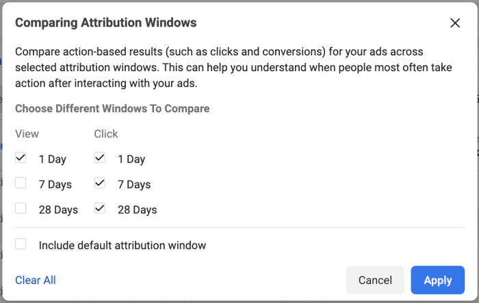 Facebook Ads Compare Attributions