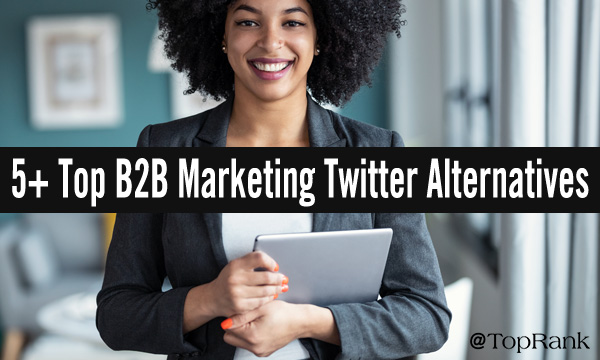 5 plus top B2B marketing Twitter alternative social media platforms woman with laptop image