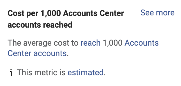Cost Per 1,000 Accounts Center Accounts Reached