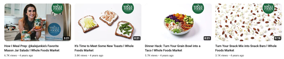 Whole Foods Youtube thumbnails example