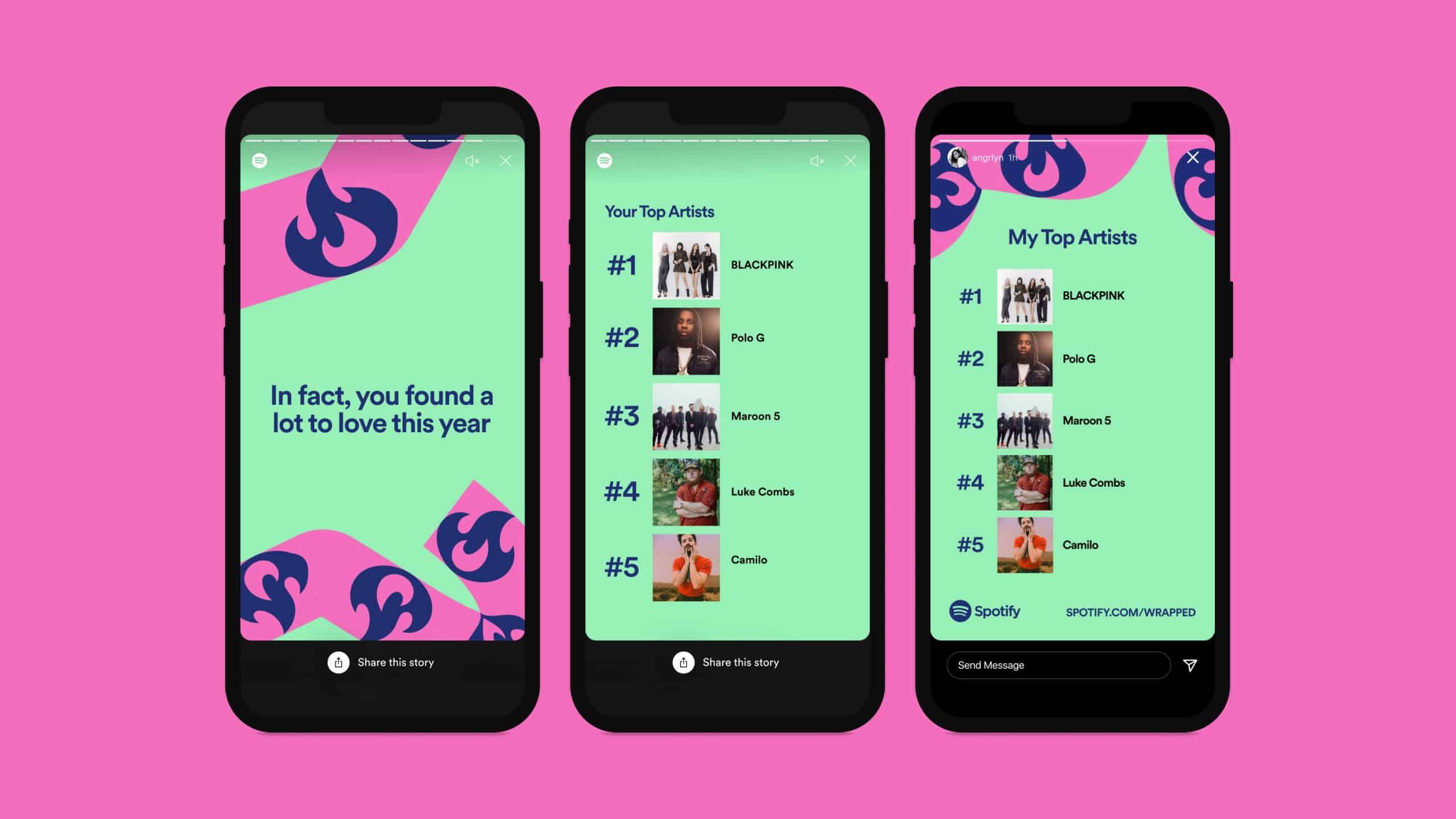 Image showing what the Spotify Wrapped campaign looks like for the platform’s users.