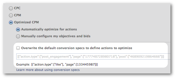 Facebook Conversion Specs Overwrite Actions
