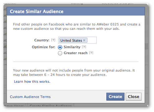 Facebook Create Lookalike Audience Power Editor