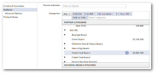 Facebook Partner Categories Power Editor