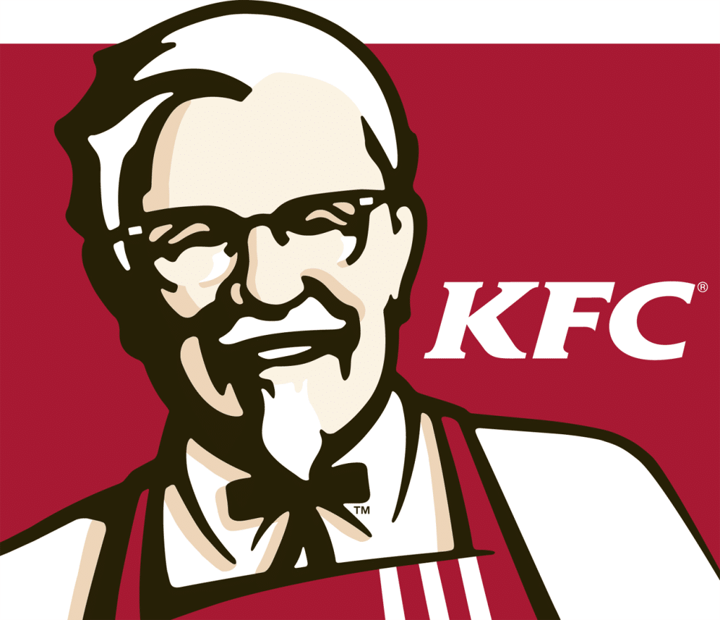 graphic shows KFC logo as example of a logo that shows what a business does